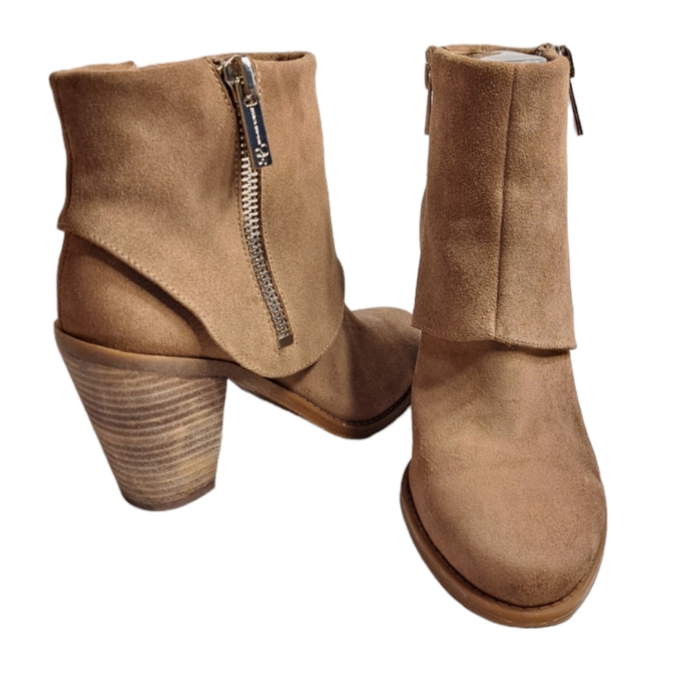 Jessica Simpson Women's Suede Ankle Heeled Boots Tan 7 1/2 M - Picture 4 of 14